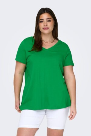 Only Carmakoma - T-shirt med v hals og kort ærme