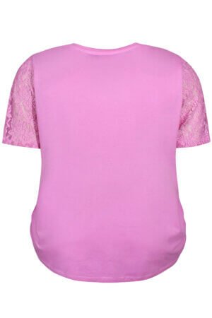 Zhenzi - T-shirt med blonde ærme og lille rynk nederst i siderne