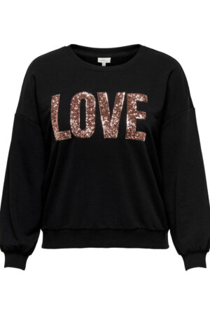 Only Carmakoma - Sweatshirt med "Love" tekst i palietter