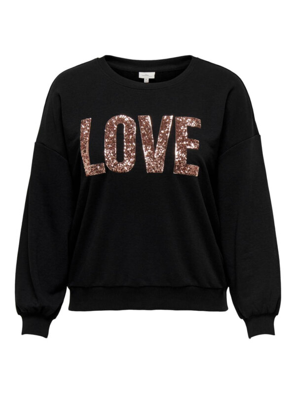 Only Carmakoma - Sweatshirt med "Love" tekst i palietter